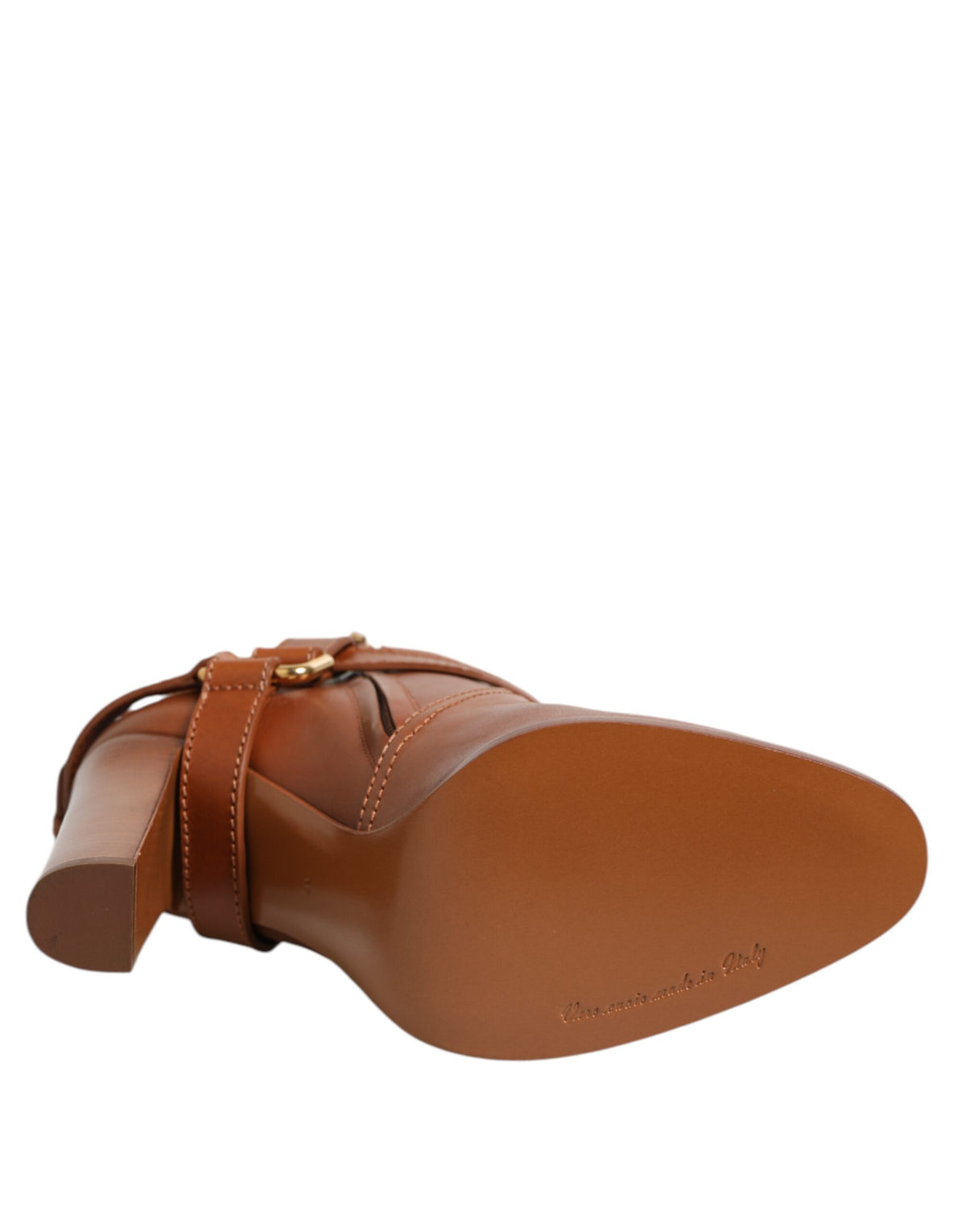 Dolce & Gabbana Stiefeletten aus braunem Leder mit DG-Logo und Schnalle