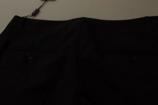 Dolce & Gabbana – Schwarze Hose mit Streifen und mittlerer Taille