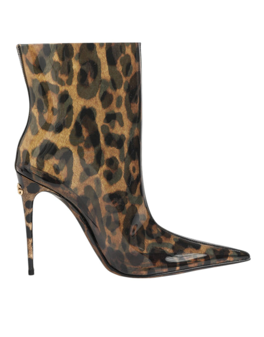 Dolce & Gabbana – Stiefel aus PVC mit spitzer Zehenpartie und Leopardenmuster