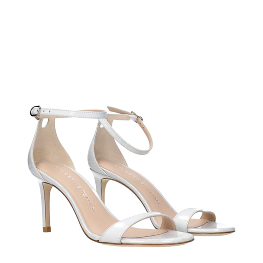 Stuart Weitzman – Weiße Ledersandalen mit Stilettoabsatz