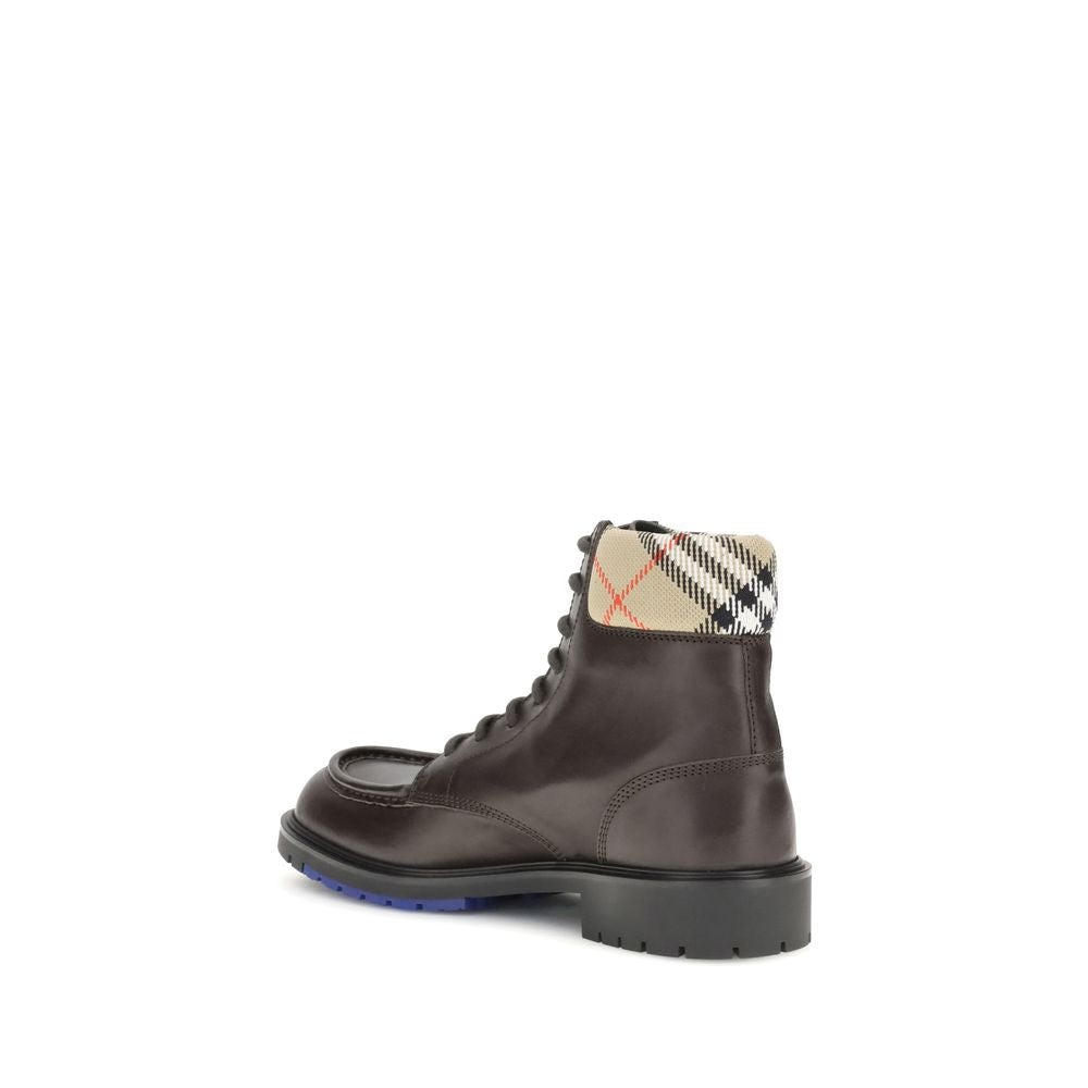 Burberry Brown Calf Leather Bos Taurus Lace-Up Boots
