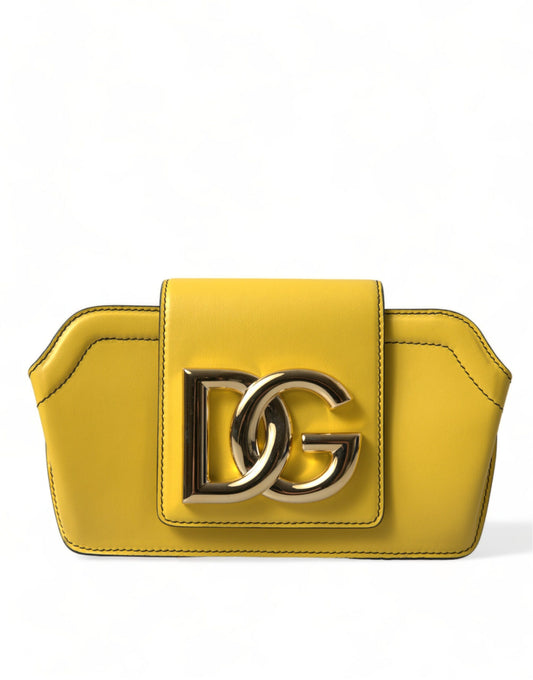 Dolce & Gabbana – Clutch mit DG-Logo aus glattem Leder in Gelb