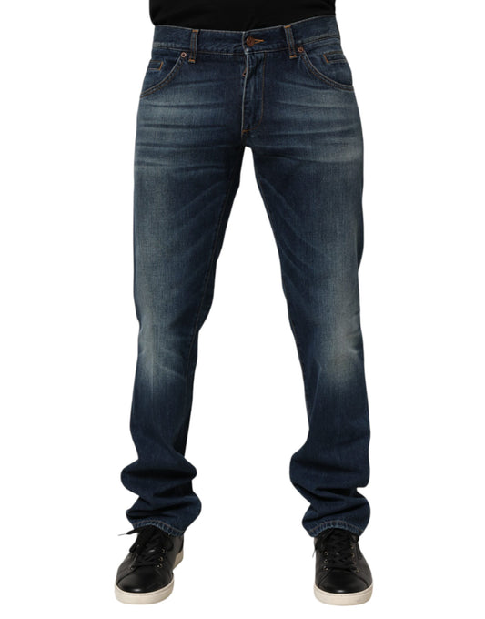 Dolce & Gabbana Dunkelblaue Skinny Jeans aus gewaschener Baumwolle für Herren