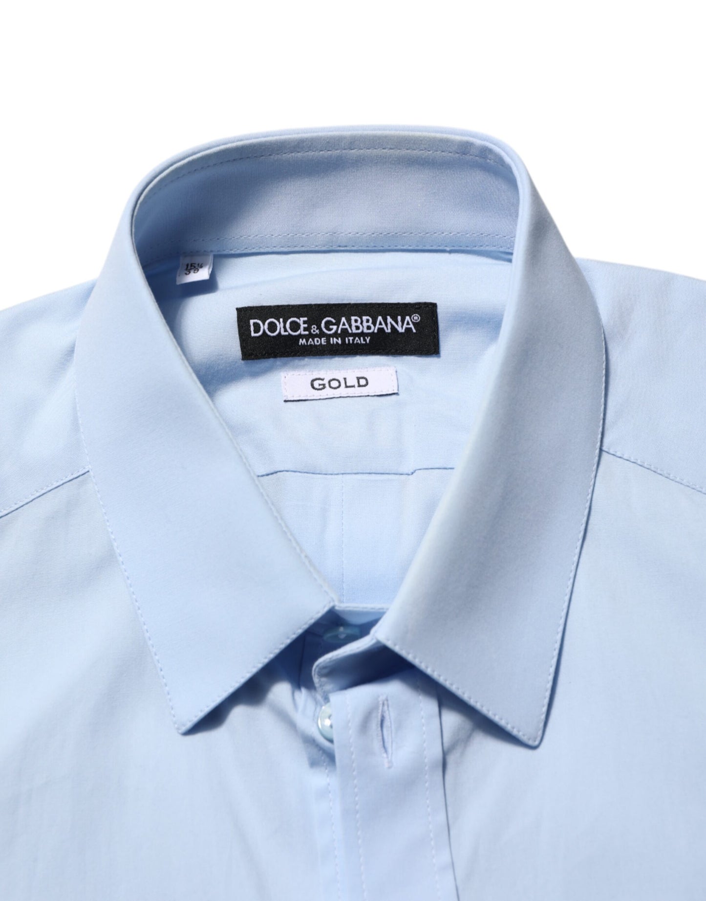 Dolce & Gabbana Hellblaues, formelles Herrenhemd aus Baumwolle in GOLD