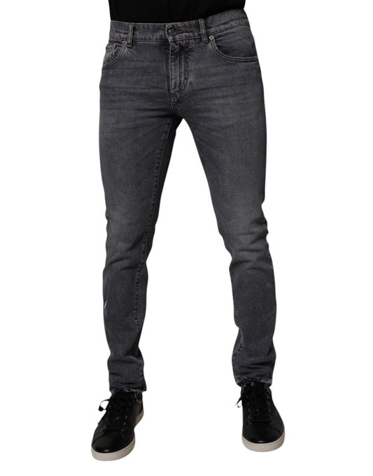 Dolce & Gabbana Dunkelgraue Skinny-Jeans aus Baumwollstretch