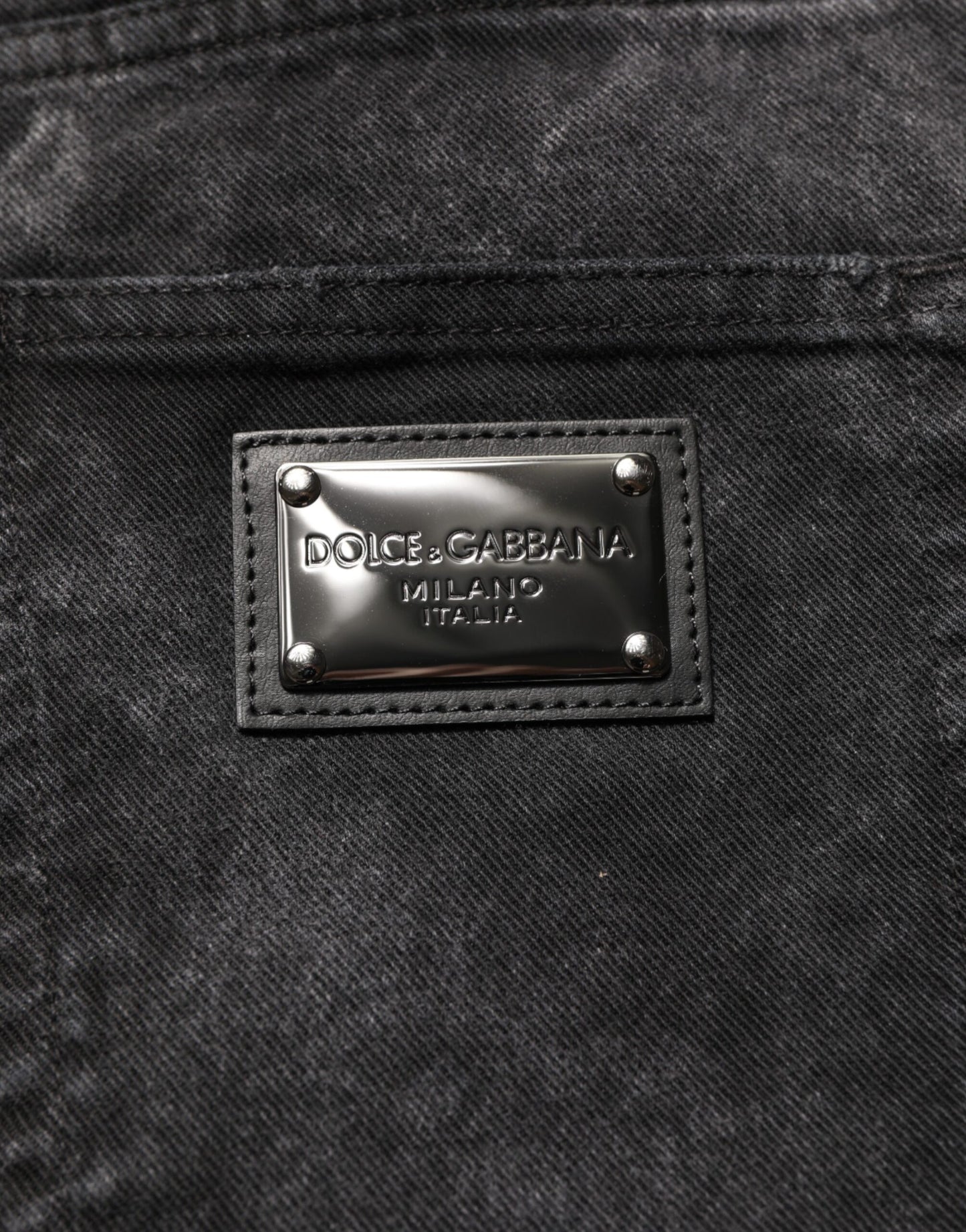 Dolce & Gabbana – Schwarze Bermudashorts aus Baumwoll-Denim mit mittlerer Taille für Herren