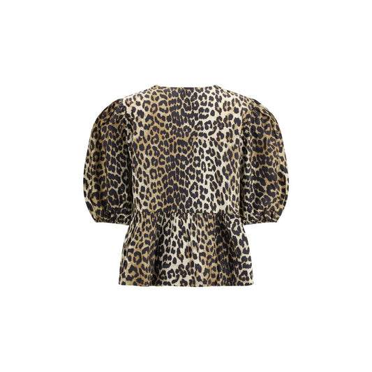 Ganni Leoparden-Baumwollhemd