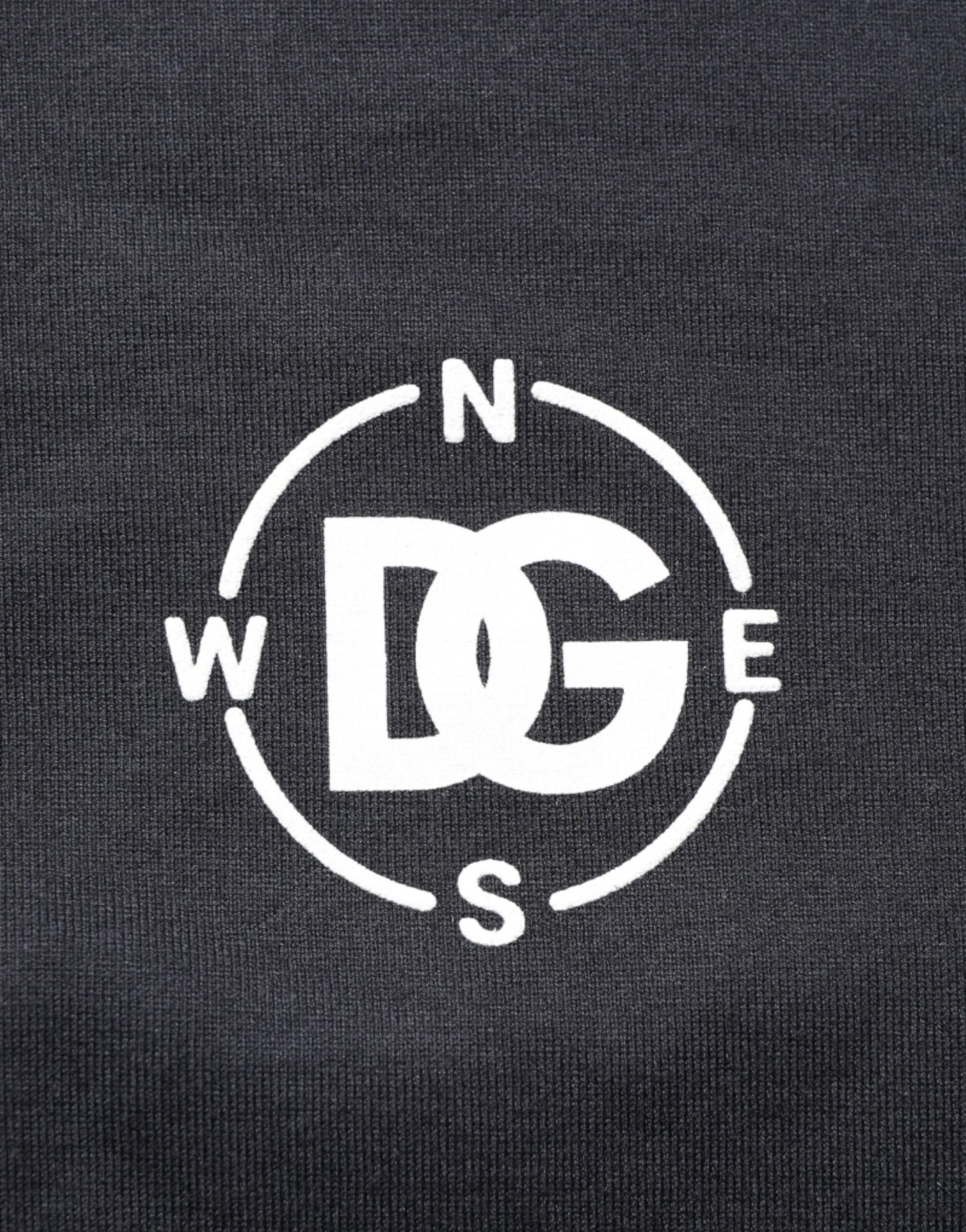 Dolce & Gabbana Schwarzes T-Shirt aus Baumwolle mit Rundhalsausschnitt und Kompass