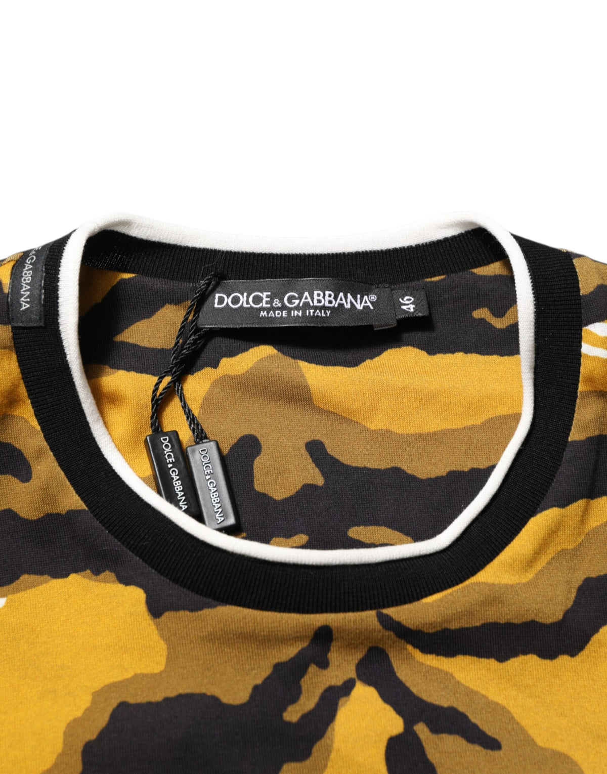 Dolce & Gabbana Mehrfarbiges T-Shirt mit Rundhalsausschnitt und Leopardenmuster in Palmenblättern für Herren