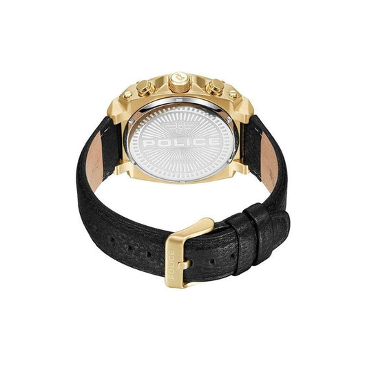 Schwarze Lederuhr von Police