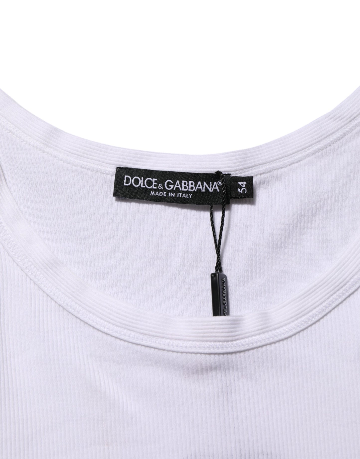 Dolce & Gabbana – Weißes ärmelloses Tanktop mit Rundhalsausschnitt