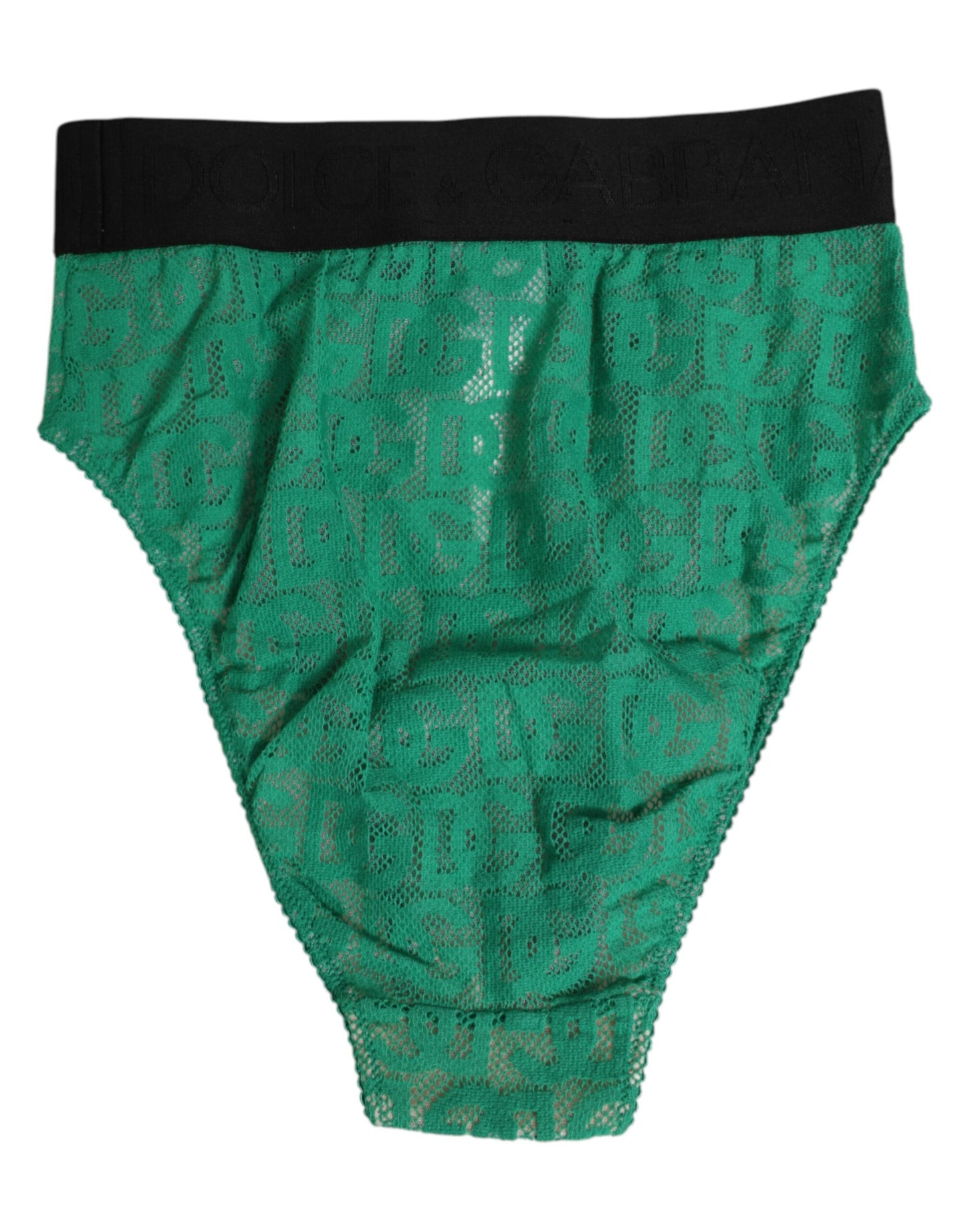 Dolce & Gabbana – Grüne Slip-Unterhose aus Spitze mit DG-Logo