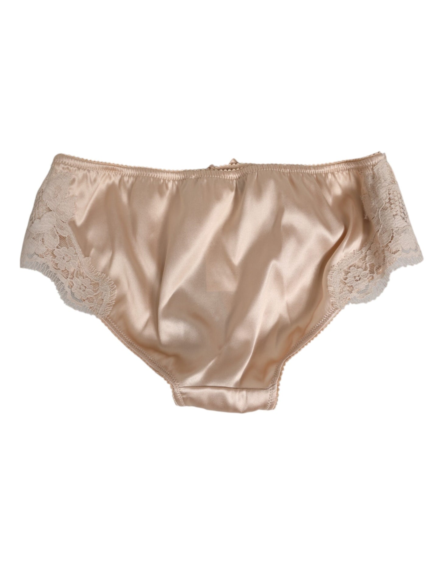 Dolce & Gabbana Beige Seidensatin Blumenspitze Slip Slip Unterwäsche