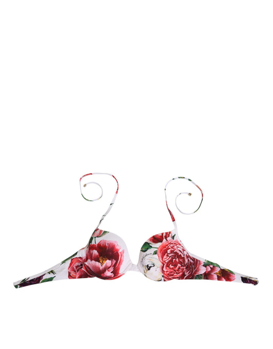 Dolce & Gabbana – Weißes Neckholder-Bikinioberteil mit Blumendruck