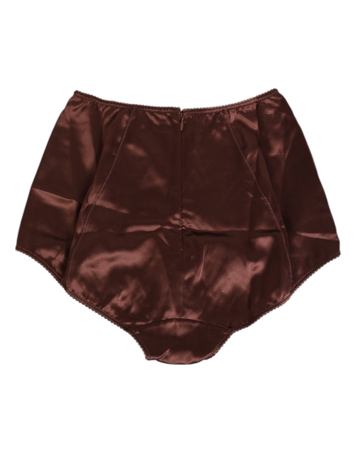 Dolce & Gabbana – Braune Stretch-Hüftmiederhose aus Seide mit hoher Taille