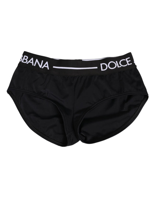 Dolce & Gabbana – Schwarze Nylon-Shorts mit Logobund