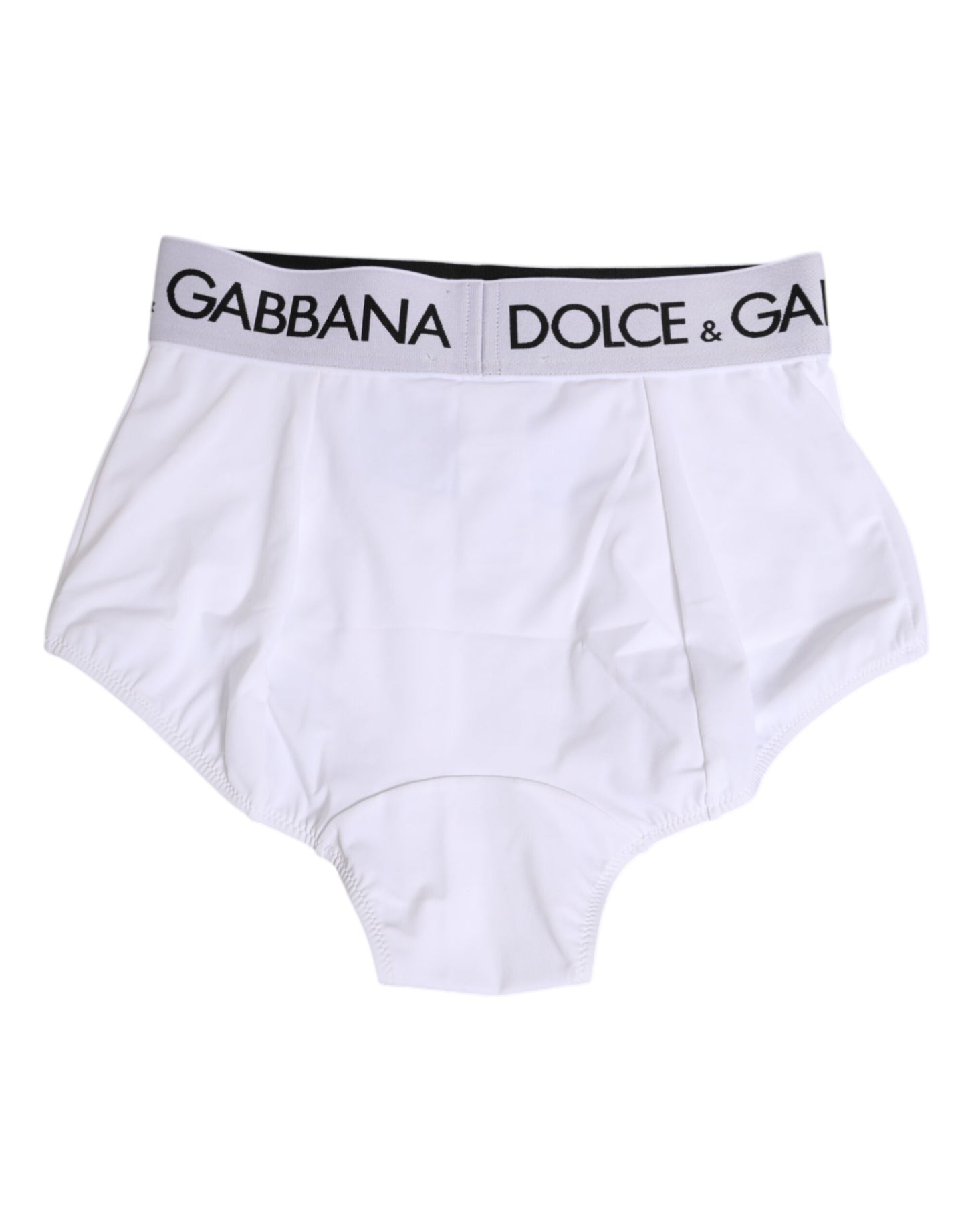 Dolce & Gabbana Weiße Coulotte-Unterhose aus Nylon mit Logobund