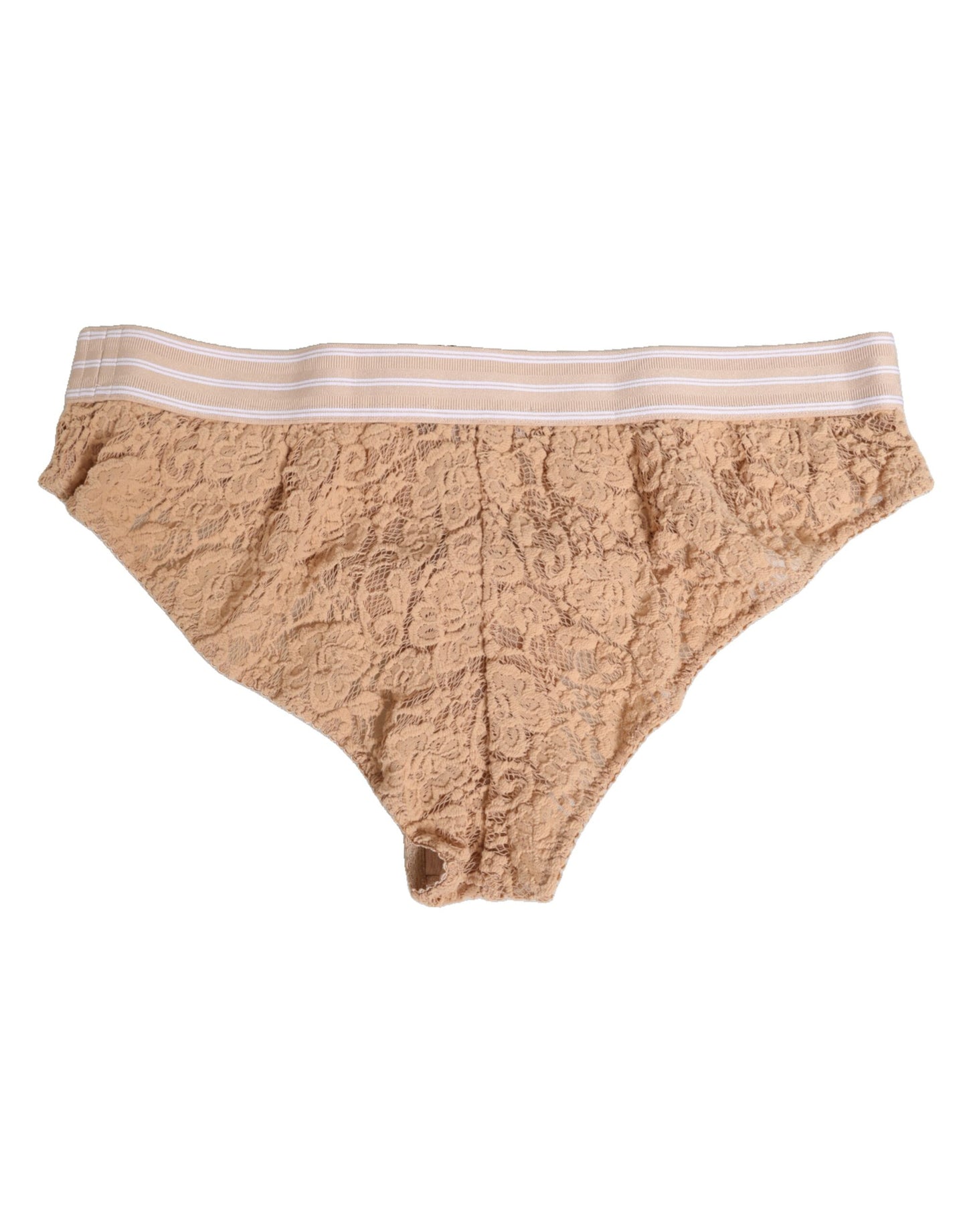 Dolce & Gabbana – Beigefarbene Nylon-Höschen mit hoher Taille
