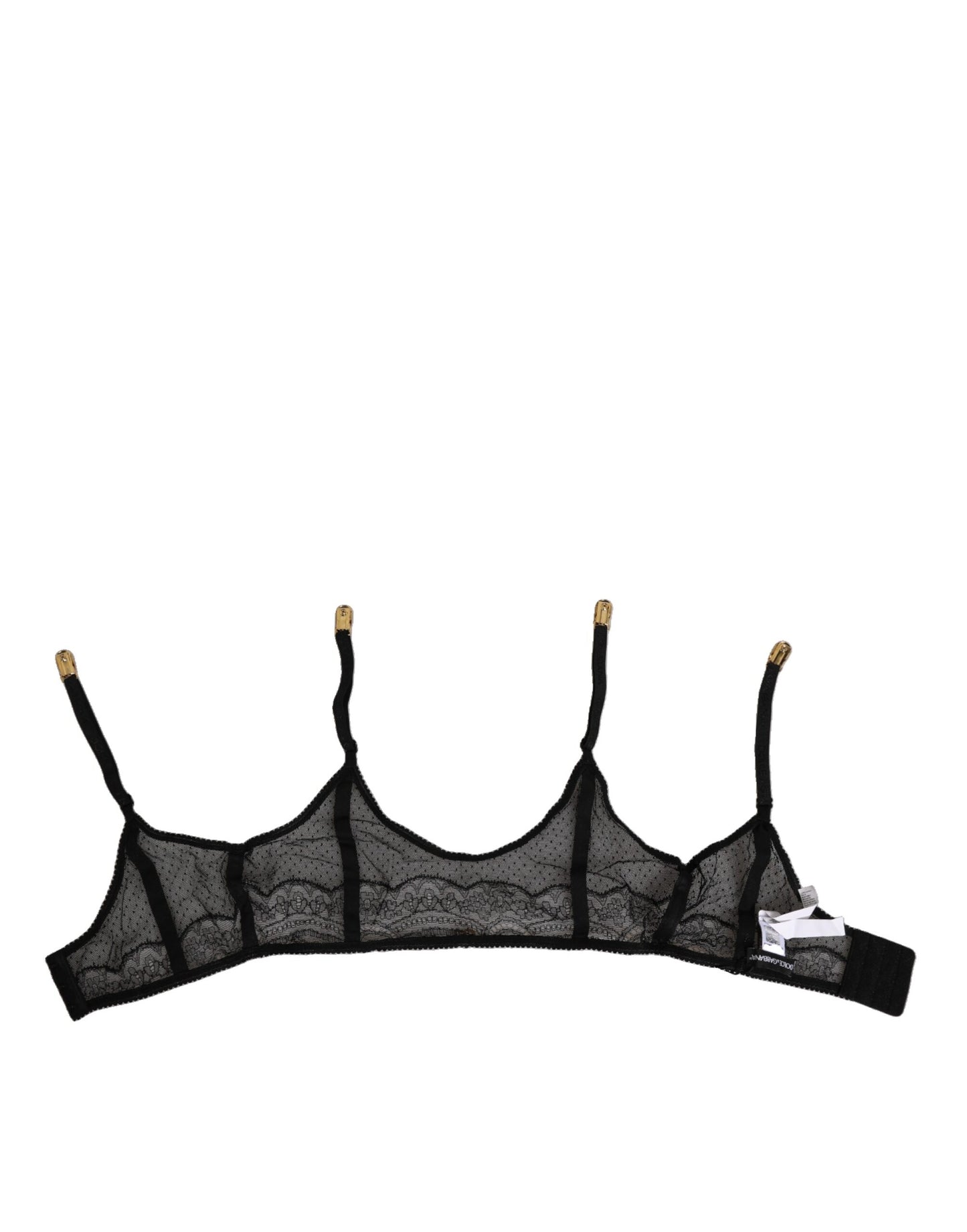 Dolce & Gabbana – Schwarze Strumpfhose mit Blumenspitze und Nylonriemen