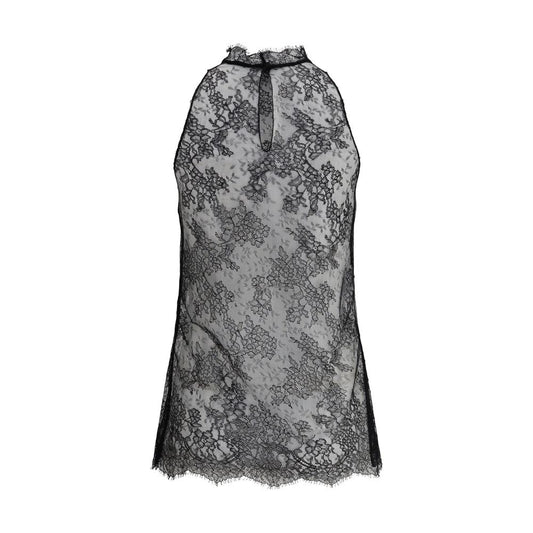 Ärmelloses schwarzes Spitzentop von Alexander McQueen