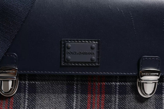 Dolce & Gabbana Multicolor Plaid Wool Calfskin Tartan Satchel Bag