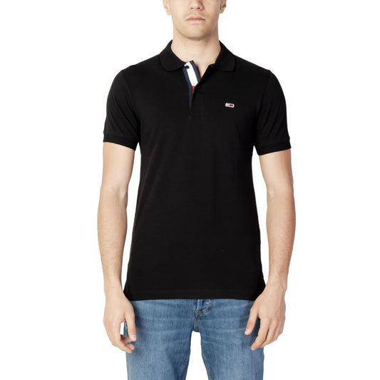 Tommy Hilfiger Jeans – Schwarzes Poloshirt aus Baumwolle