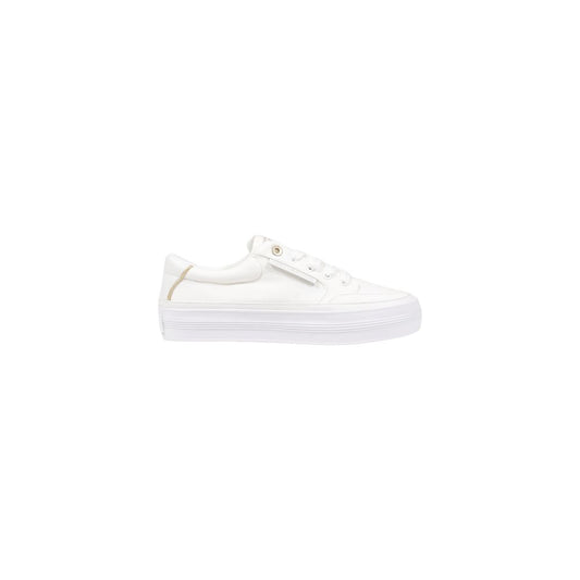 Tommy Hilfiger – Cremefarbene Sneaker aus recycelter Baumwolle