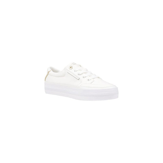 Tommy Hilfiger – Cremefarbene Sneaker aus recycelter Baumwolle