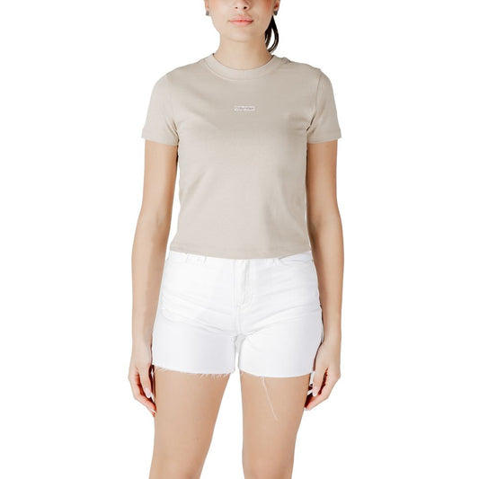 Calvin Klein Jeans – Beiges T-Shirt aus recycelter Baumwolle