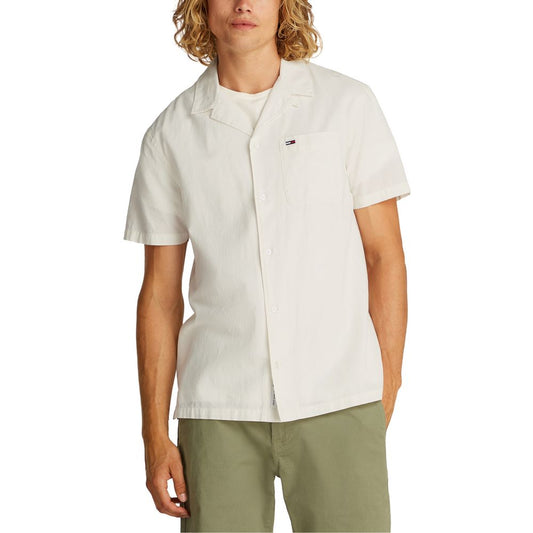 Tommy Hilfiger Jeans – Cremefarbenes Baumwollhemd
