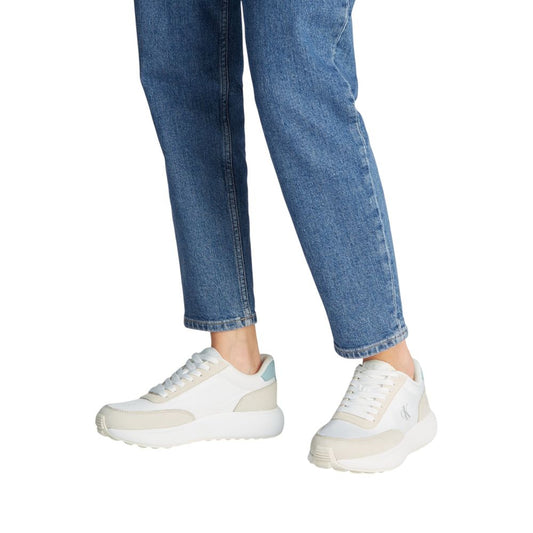 Calvin Klein Jeans – Cremefarbene Ledersneaker