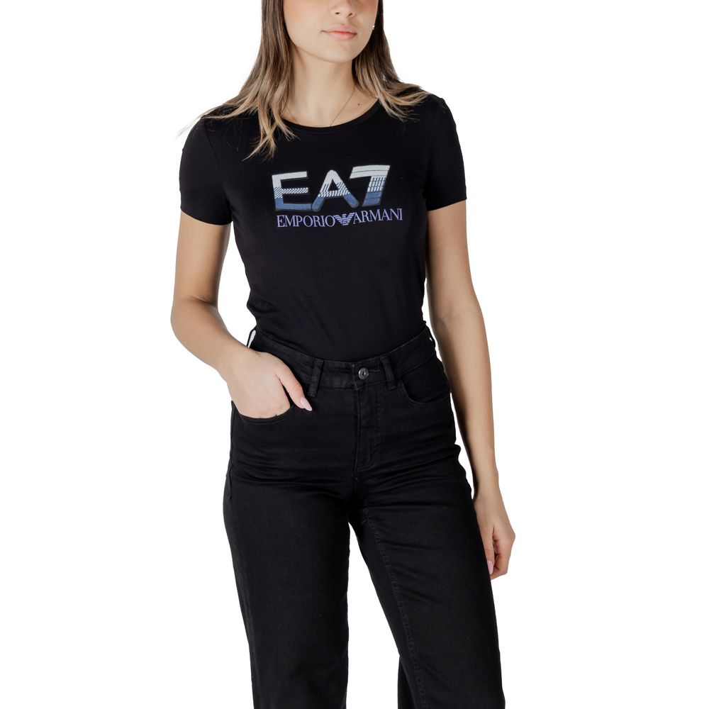 EA7 Emporio Armani Schwarzes Baumwoll-T-Shirt