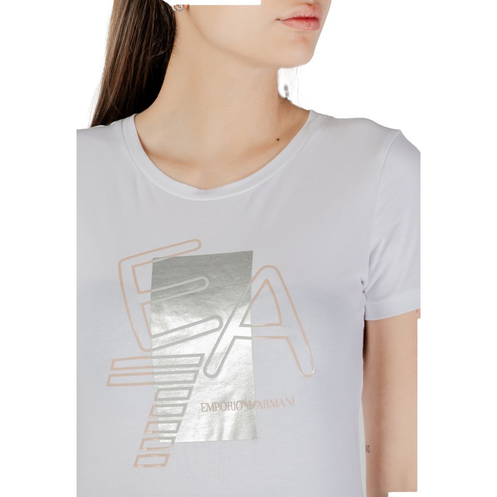 EA7 Emporio Armani Weißes Baumwoll-T-Shirt