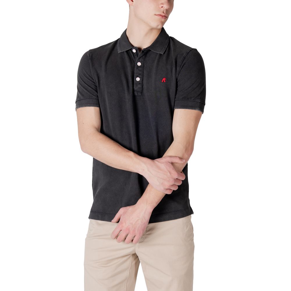 Replay Poloshirt aus schwarzer Baumwolle