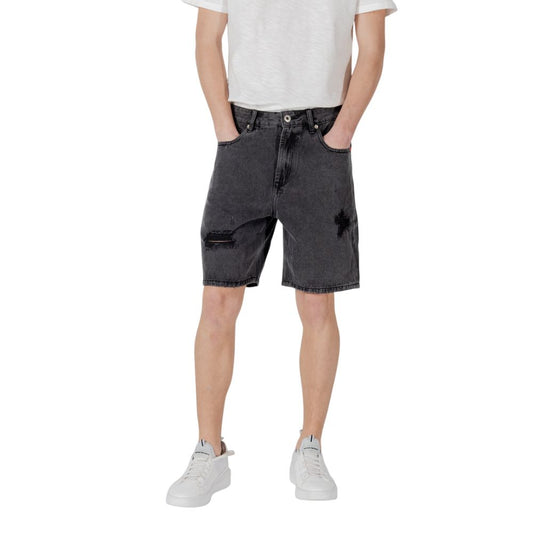 Gianni Lupo Schwarze Baumwoll-Bermudashorts
