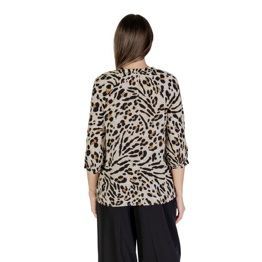 ICHI Beige Viscose Blouse