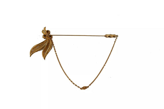 دبوس سلسلة كريستال من دولتشي آند غابانا، مصنوع من الفضة الإسترلينية عيار 925، بلون ذهبي