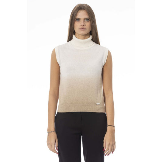 Baldinini Trend Weißer Wollpullover für Damen