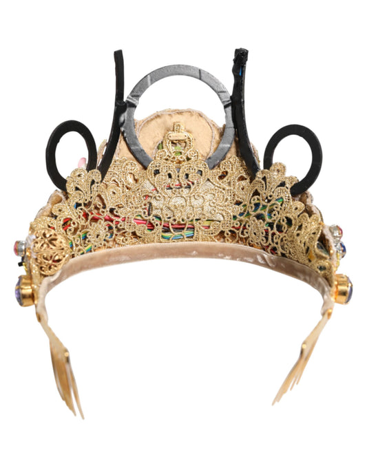Dolce & Gabbana Gold Messing Kristall verziert Kopfstück Krone Diadem Tiara