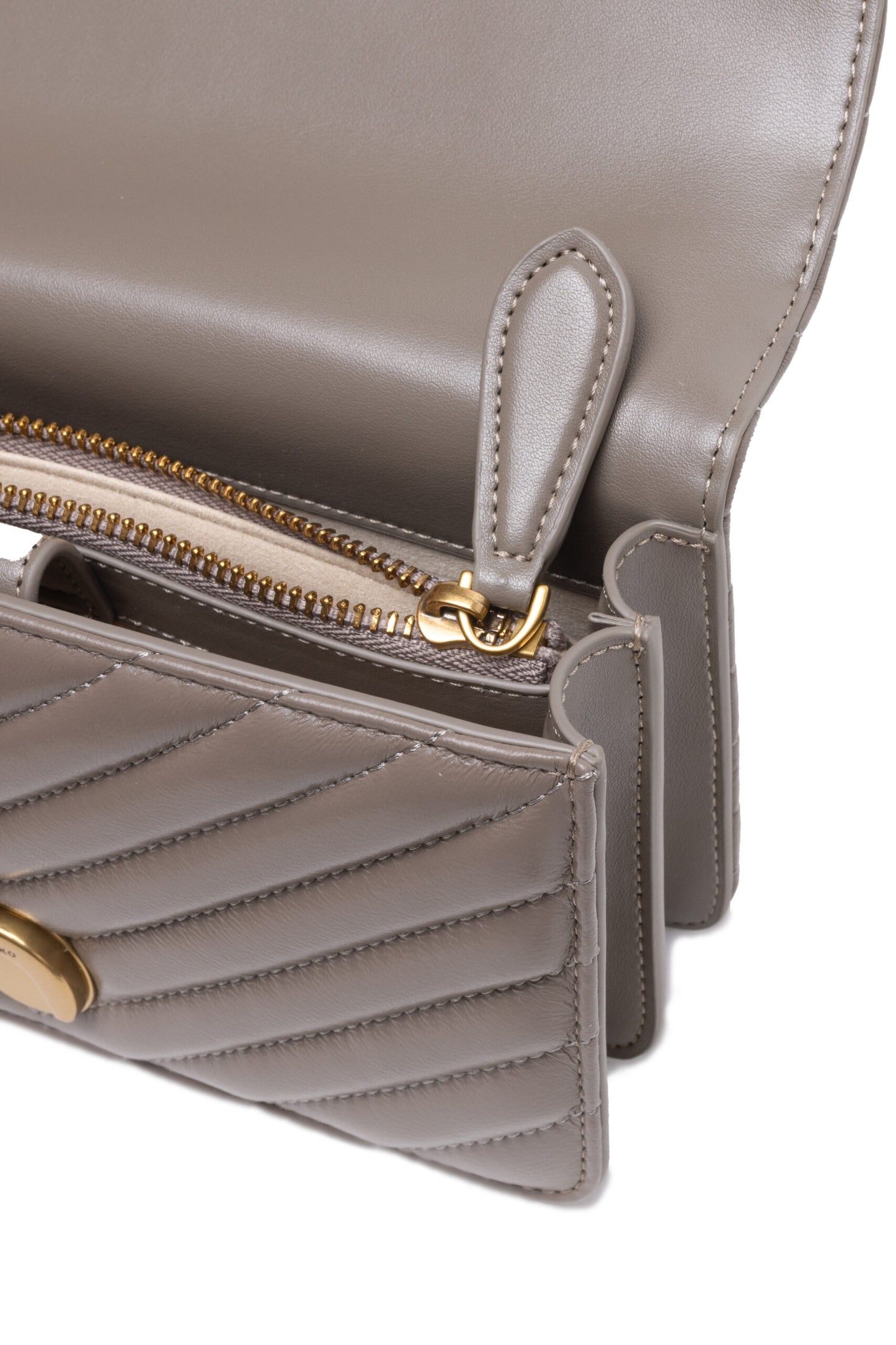 PINKO – Kleine Umhängetasche Love One aus grauem Leder