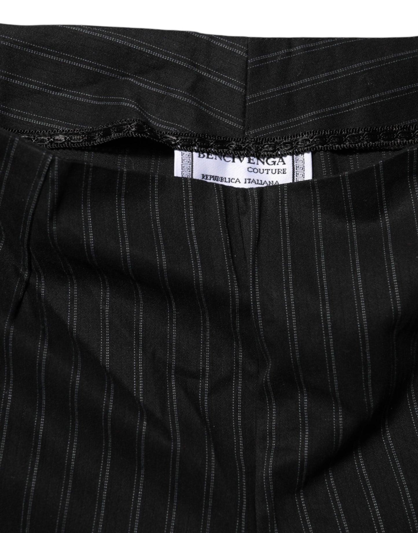BENCIVENGA – Schwarze Nadelstreifenhose aus Wollmischung mit geradem Bein