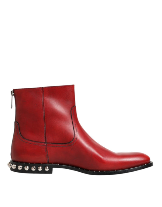 Dolce & Gabbana Rote Chelsea-Stiefeletten mit Nieten