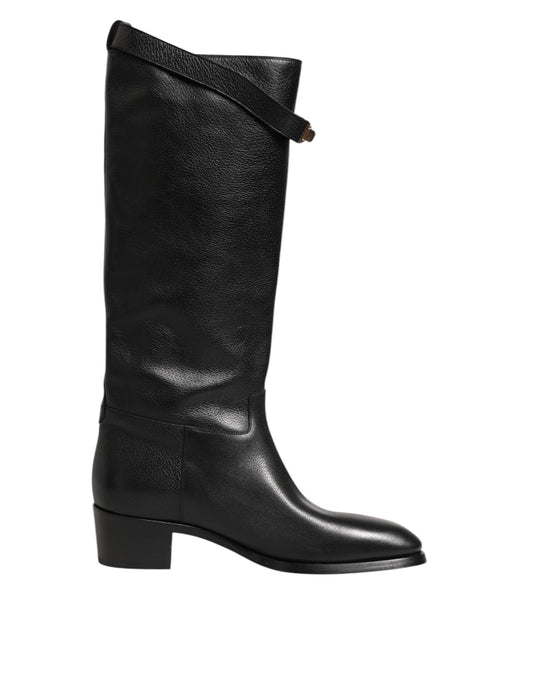 Dolce & Gabbana – Overknee-Stiefel mit Logo-Plakette in Schwarz