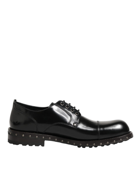 Dolce & Gabbana – Formelle Derby-Schuhe aus schwarzem Leder mit Nieten für Herren