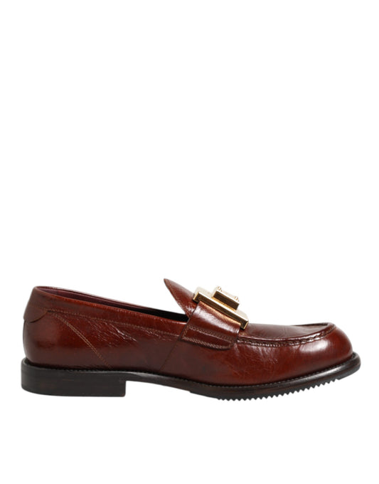 Dolce & Gabbana Herrenschuhe mit Logo in Braun aus Leder
