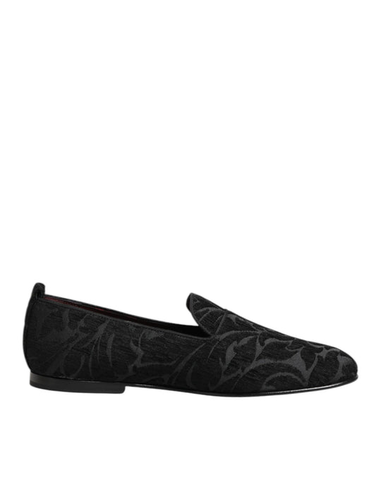 Dolce & Gabbana – Schwarze Brokat-Loafer zum Hineinschlüpfen für Herren