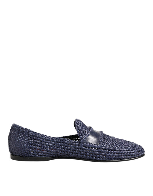 Dolce & Gabbana – Slipper aus gewebtem Leder in Blau Herren Schuhe