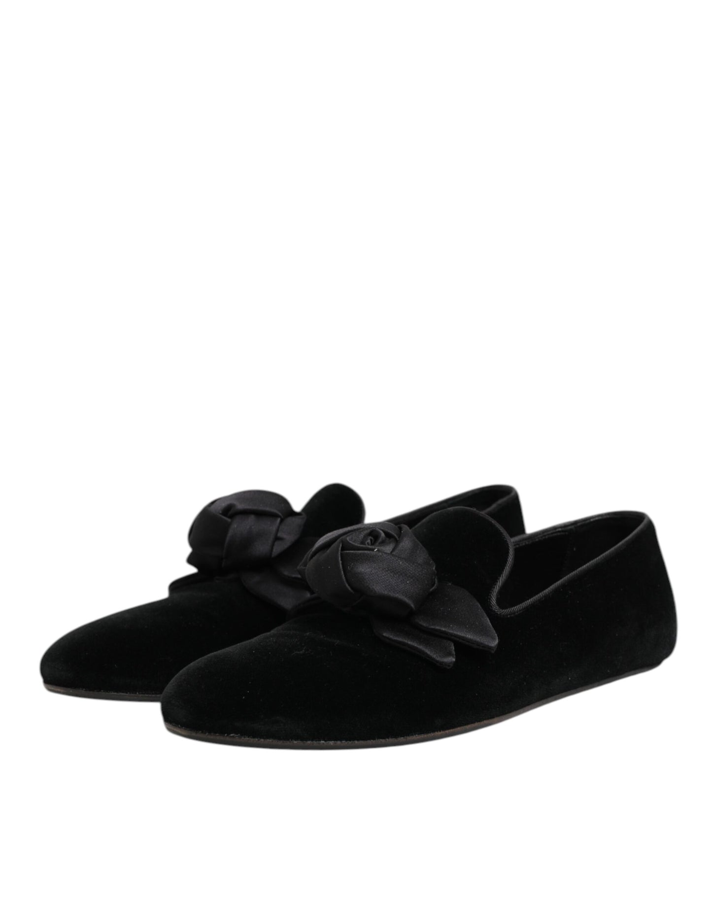Dolce & Gabbana – Slipper aus schwarzem Wildleder und Baumwolle mit Rosenmuster