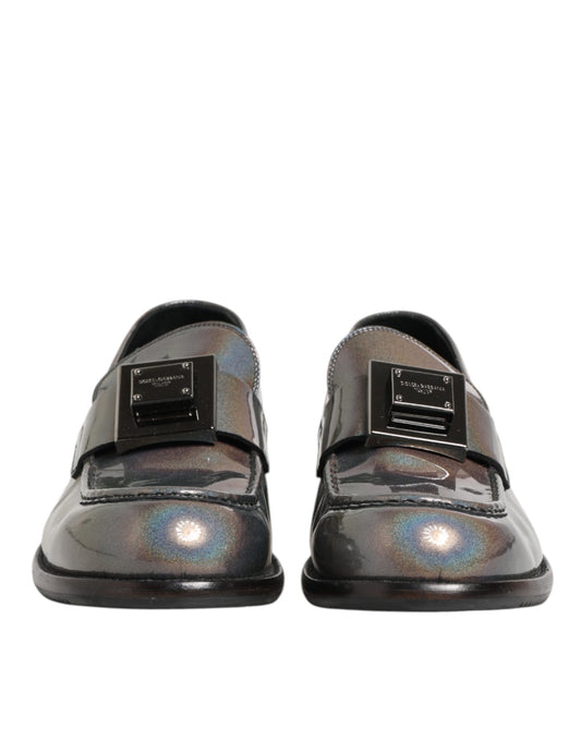 Dolce & Gabbana Herren Slipper mit Logo in Metallic-Silber