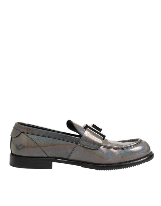 Dolce & Gabbana Herren Slipper mit Logo in Metallic-Silber